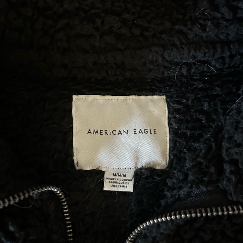 American Eagle Black Fleece Quarter-Zip Sweater - Picture 2 of 2